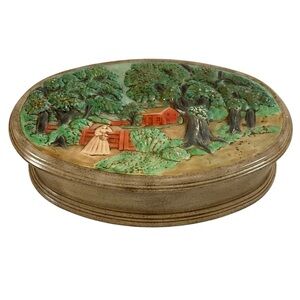 Vintage 1984 Hershey Molds Co Trinket Box Ceramic Hand Painted 11.5” X 7.5” X 3”